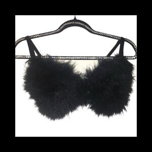 Black Feather Fluffy Bra Rave EDC Costume New All Sizes